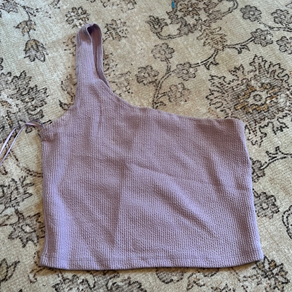 One Shoulder Ribbed Crop